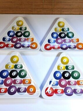 Vintage Luminarc Triangle Billiard Pool Rack Snack Plate Set Game Room Home Bar